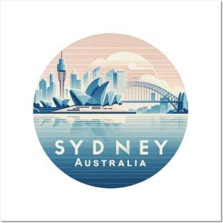 Stylish Sydney Australia sticker with Opera House and Harbour Bridge - perfect for travel enthusiasts and tourism fans Posters and Art
